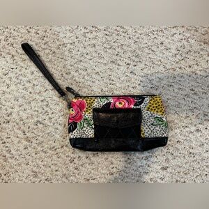 EUC: Vera Bradley Floral Wristlet Clutch - Black, Pink, Yellow